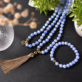 Collier Mala en Agate Blue Lace + Bracelet Offert
